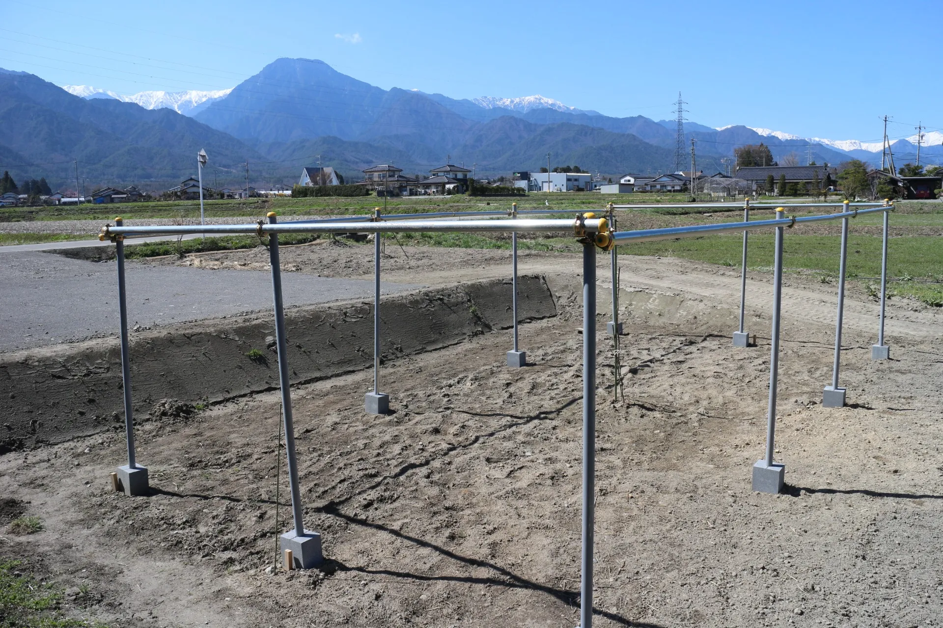 家の畑に葡萄棚を作っています。